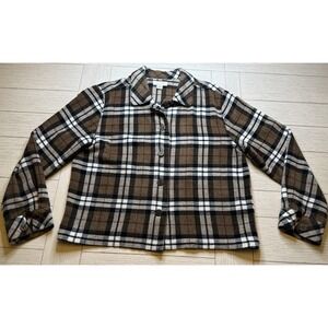 Christopher & Banks Vintage Plaid Knit Button Down Shacket Shirt‎ Jacket Size M